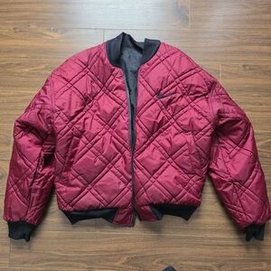 Nike Vintage Reversablw Quilted Burgundy And Black Puffer Jacket